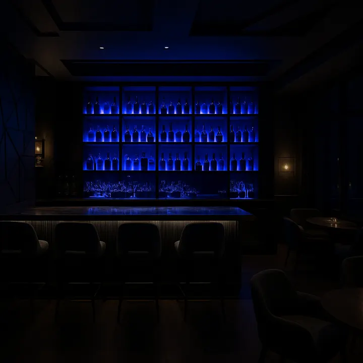 Luxury hotel atmosphere at night